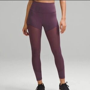 Lululemon Wunder Train Mesh High-Rise Tight 25” Grape Thistle NWT